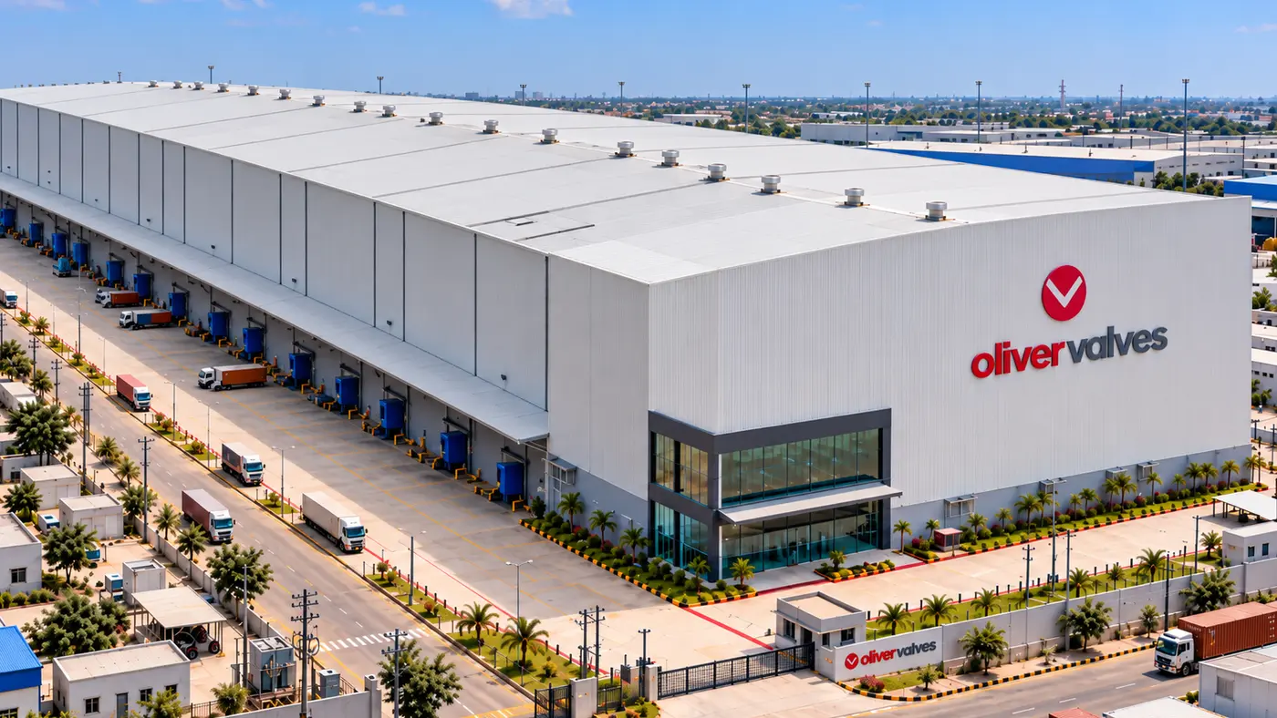 Aerial view of the SOP warehouse with loading docks